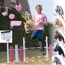Hobby Horse Steckenpferd +Trense Zügel + Halfter Set + Fliegenhaube + Decke und Pferdepass